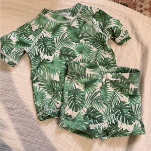 Janie and Jack Green Leaf Kids Swim Pajama Set